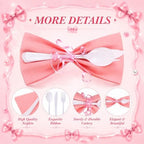 30 Set Pink Pre Rolled Silverware Set with Bow, Pink Napkins - Image 3