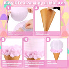 Baquler 12 Set Ice Cream Paper Lanterns Summer Party Decor Colorful Ice Cream Cone Lanterns Hanging Ceiling Sign Candyland Party Decor for Summer Theme Birthday Baby Shower Bridal Shower Favor - Image 3