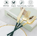 Lullaby 150PCS Heavy Duty Gold Plastic Silverware with Dark Green Handle - Image 3