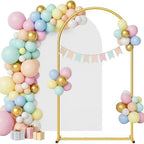 Arch Backdrop Stand and Cover Set, 7.2 x 4FT Gold Metal Wedding Arch for Ceremony, Heavy Duty Balloon Arch Stand with White Spandex Cover for Birthday Party, Baby Shower, Graduation, Event Decor - Image 2