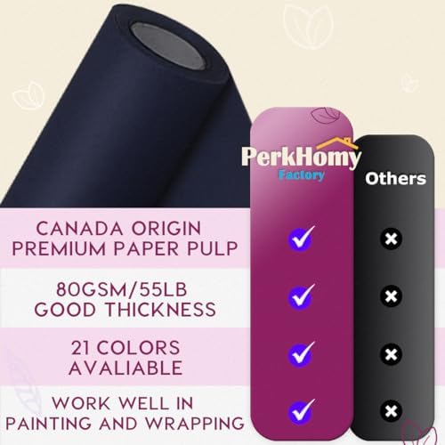 PerkHomy 48" x 2,400" (200') Navy Blue Kraft Paper Roll for Craft Bulletin Board Paper Art Table Covering Crafting Gift Wrapping Bouquet Packing Parcel 80GSM 55LB (Navy Blue, 48" x 200') - Image 3