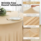 6 Pack Champagne Round Spandex Tablecloth 60 Inch, Wrinkle Free Stretch 120 Inch Fitted 5ft Champagne Table Cloths Round Table Covers with Ruffle Skirt for Party Wedding Banquet - Image 4