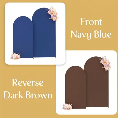 7.2FT & 6FT Arch Backdrop Cover, Navy Blue & Brown Wedding Arch Covers, Spandex Arch Covers Stretchy Backdrop for Bridal Shower Baby Shower Birthday Decoration - Image 5