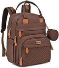 BabbleRoo Diaper Bag Backpack - Baby Essentials Travel Tote - Multi Function Water Resistant Diaper Bag, Travel Essentials Baby Bag with Changing Pad, Stroller Straps & Pacifier Case - Unisex, Brown by BabbleRoo