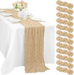 Sand 12 Pieces 35 x 120 Inches Long Cheesecloth Table Runner Gauze Fabric 10Ft Boho Table Runner Rustic Sheer Runner for Wedding Baby Bridal Shower Birthday Holiday Party Table Arbor Decor (Sand) by Sunnyline