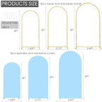 3 Metal Arch Backdrop Stands with Baby Blue Covers, 4/5/6FT - Image 3