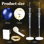 Wettarn 4 Set Balloon Column Kit for Floor with LED Light Balloons Stand Kit Tower Pillar Backdrop for Wedding Birthday Summer Baby Shower Party Decorations(Gold and Navy Blue) - Image 3