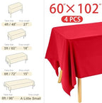 4 Pack Rectangle 60x102 Inch Red Polyester Table Cloth Washable Table Cover for Wedding Dining Table Buffet Parties Banquet Decoration（Red） - Image 2