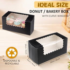 Ireer 60 Pcs 8x4x4 Inch Bakery Boxes with Window for Bread, Black - Image 2