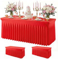 2Pack Red Spandex Tablecloth for 6FT Rectangle Tables,Table Skirt by Baoszty