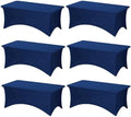Fixwal 6 Pack 6FT Navy Blue Tablecloth Rectangle Spandex Table Cover by Fixwal