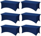 Fixwal 6 Pack 6FT Navy Blue Tablecloth Rectangle Spandex Table Cover by Fixwal