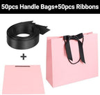 EUSOAR Thank You Gift Bags, 50pcs 12.5"x4.5"x11" Pink Heavy Duty Shopping Paper Bags with Bow Ribbon Handle, Kraft Paper Gift Treat Wedding Birthday Party Favor Bags Bulk - Image 4