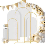 Gawicpy Wedding Arch Backdrop Stand Set Metal Arch Backdrop Stand with Wedding Arch Cover, Wedding Balloon Arch Backdrop Stand for Birthday, Baby Shower, Anniversary (White, 4FT+5FT+6FT) by Gawicpy
