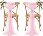 MDS Pack of 100 Chiffon Chair Sashes for Wedding & Event Décor - Blush Pink by MDS