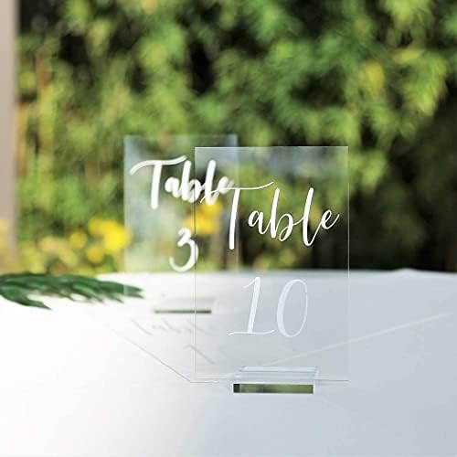UNIQOOO Acrylic Wedding Table Numbers 1-15 with Stands | 4x6 inch Printed Calligraphy, Clear Table Number Signs and Holders | Perfect for Wedding Reception, Centerpiece Decoration, Event, Party - Image 6