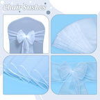 MDS Pack of 150 Organza Chair Sashes for Wedding & Event Décor – White - Image 4