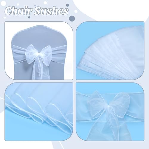 MDS Pack of 150 Organza Chair Sashes for Wedding & Event Décor – White - Image 4