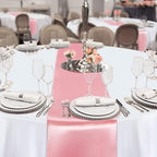 Queekay 24 Pcs 84'' Round Plastic Tablecloth Satin Runner Set, Rose Gold - Image 4