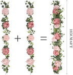 Artificial Hydrangea Flower Garland with Eucalyptus & Baby’s Breath 2PCS 6FT Floral Vines Greenery Garland for Mantel Wedding Arch Table Centerpiece Coastal Home Outdoor Decor (2, Dusty Rose&Pink) - Image 3
