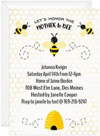 Canopy Street Mother To Bee Personalized Baby Shower Invites / 25 Flat DIY Mother To Be Invite Cards With White Envelopes / 5" x 7" Honeybee Custom Gender Reveal Party Invitations by CanopyStreet