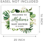 Andaz Press Custom Large Baby Shower Canvas Welcome Sign, 16 x 20 Inches, Tropical Palm Leaves, Guestbook Alternative, Personalized Sign Our Canvas, for Tropical Baby Shower, Baby Sprinkle Theme - Image 5