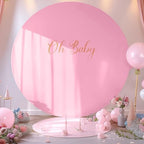 Gallety 7.2FT Pink Round Backdrop Cover with Oh Baby Decal, Size Adjuster, Universal Fit for 5-7.2ft Circle Stand, Polyester Fabric Arch Cover for Wedding, Birthday Party, Videos, Photography Decor - Image 6