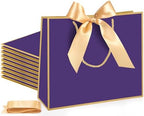 Silkfly 24 Pcs Paper Gift Bags with Handles & Bow Ribbon, Purple, Gold by Silkfly