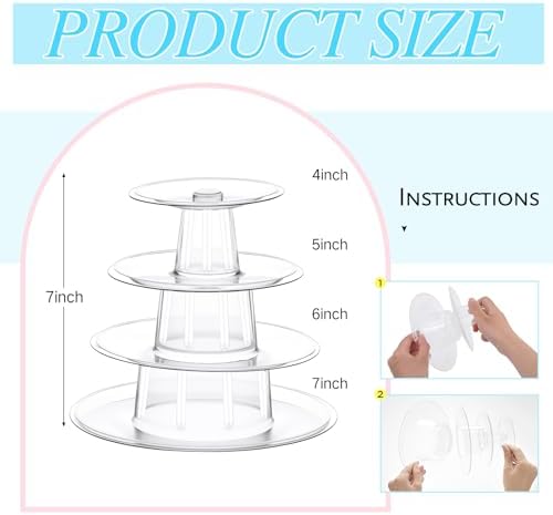 Juexica 4 Pcs Round Macaron Display Tower Stand 4 Tiers - Image 2