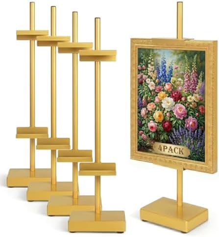Adjustable Tabletop Easel Stand, Gold 17" H Easels for Display by Victawks
