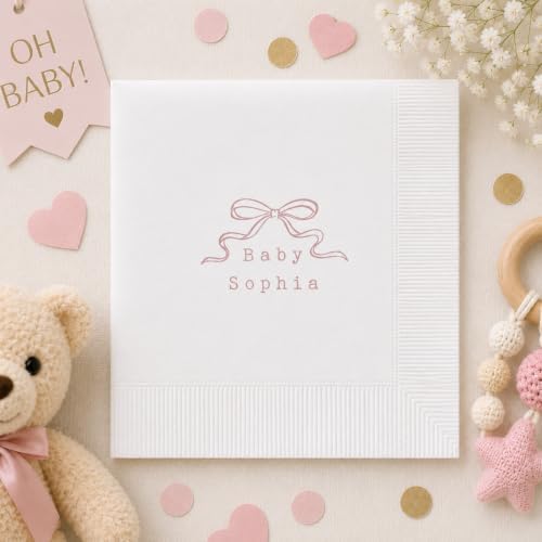 Personalized Baby Shower Napkins, Luncheon or Dinner Napkins, Custom Name Party Decor, Gifts Decorations for Baby Boy Girl, Gender Reveal Party Supplies #2 by CoolsLove
