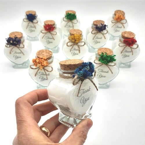 Wedding Favor guest Bulk, Set of Heart Glass Candle Party with custom sticker and dried flowers Bridal Party, Baby shower gifts (White, Set of 100) - Image 7