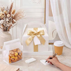 Maitys 24 Set Large Gable Boxes with Handle, Ribbon, Tag, White,Golden - Image 6