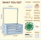 Wooden Baby Shower Crate, Large Blue Personalized Gift Basket - Image 3
