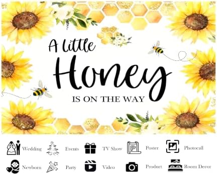 8x6ft Fabric Sunflower Bee Honeycomb Backdrop Warm Golden Hexagon Details Background Baby Shower Party Decorations Tapestry Photo Studio Props - Image 3