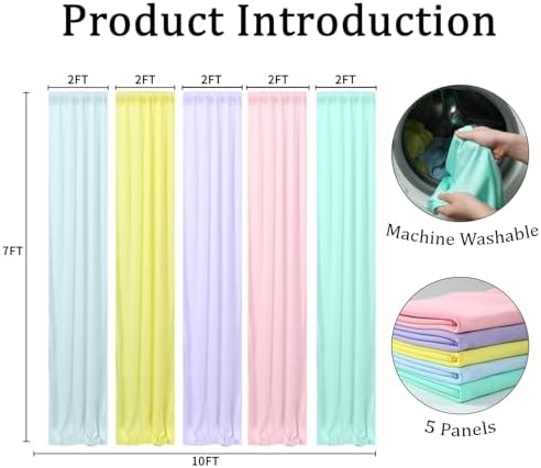 10x7ft Unicorn Backdrop Curtains-Pastel Rainbow Backdrop Photography Background for Girls Birthday Party,Baby Shower,Classroom,Back-to-School Decor-Wrinkle-Free Reusable Fabric,Easy to Hang - Image 3