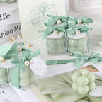 ACITHGL 30 Sets Fully Assembled Small Bubble Candle Party Favors for Guests Bulk Bridal Showers Favors Candles with Stylish Ribbons Thank You Cards Gifts (Green) - Image 6