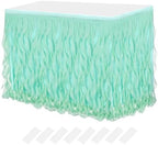 MECCANIXITY 9ft Mint Green Tutu Table Skirt, Tulle Curly Willow Table Skirt for Rectangle Tables, Ruffle Table Skirt for Birthday Wedding Gender Reveal Party by MECCANIXITY