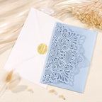 50PCS Tri-Fold Haze Blue Wedding Invitations with Envelopes and RSVP Cards - Image 3