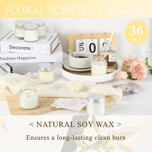 36 Pcs 4 Oz Mason Jar Candles, Vanilla Scented Soy Candles Bulk Set for Stress Relief and Relaxation, Great Favors for Wedding, Christmas, Housewarming Gifts (Silver, Vanilla, 36) - Image 3