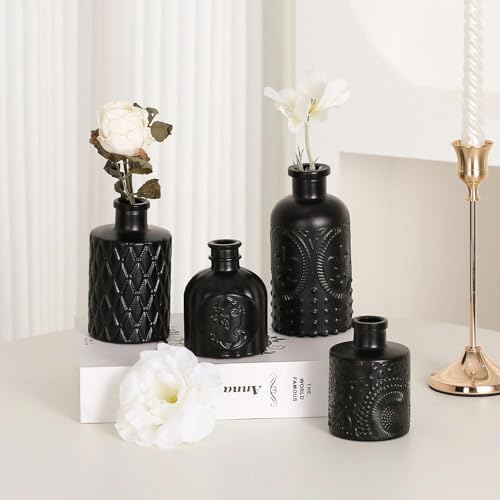 Mini Bud Vases As Wedding Centerpieces for Tables,Clear Bud Vases for Flowers,Small Flower Vases Suitable for Birthday Party,Anniversary,Wedding Reception,Baby Shower (Matt Black, 24PCS) - Image 2