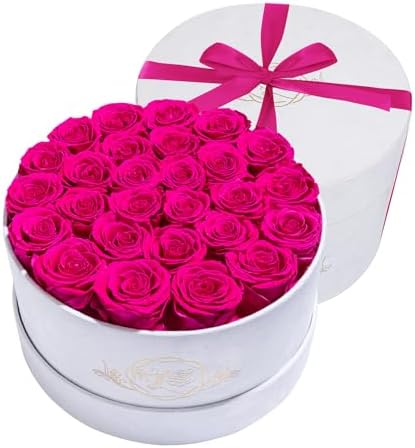 Prifroti 27 Flowers in a Luxury Suede Box, Birthday Gifts for Women, Preserved Flowers, Mothers Day Roses Gift for Mom, Hot Pink - Image 7