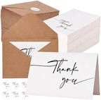 200 Pack Thank You Cards with Envelopes Bulk, Cream Blank Thank You Notes 4 x 6 Inch with Stickers, Elegant Classy Note Cards for Wedding, Business, Graduation, Baby Shower, Bridal Shower & Memorial Service (Cream Card + Black Font) by Unknown