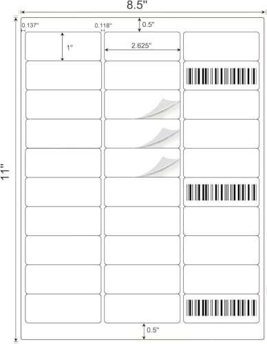 [500 Sheets 15000 Labels] BESTIKER Address Labels 1” x 2-5/8” Shipping Mailing Labels 30 per Page Printable FBA Barcode Label, Laser & Inkjet Printer Labels 30up White - Image 2
