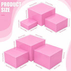 Geelin 6 Pcs Acrylic Risers Cube Stands, Pink, 3 to 8 Inch, Square - Image 2