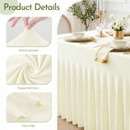 2Pack Ivory Spandex Tablecloth for 8FT Rectangle Table,Table Skirt - Image 4