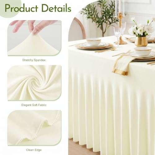 4Pack Ivory Spandex Tablecloth for 8FT Rectangle Table,Table Skirt - Image 4