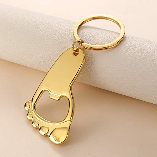 24 Pack Baby Footprint Keychain Bottle Opener Baby Shower Favors and Decoration,Bottle Opener for Guest Wedding Party Favor,with Organza Bags and Thank You Tags (Gold, 24) - Image 5