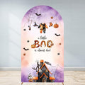 Halloween Baby Shower Arch Backdroop Cover 6.6FT A Little Boo is Almost Due Boy Girl Gender Neutral Wall Stretchy Fitted Fabric Fall Autumn Reveal Arched Photo Booth Background (3.3x6.6ft/100x200cm) by Unknown