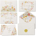 100 Floral Thank You Cards With Envelopes & Stickers - Pretty Wildflower & Gold Foil Assorted Greeting Notes pack for Wedding, Baby & Bridal Shower - Cute 4x6 Large Blank Flower Bulk Box Set by Tribetots
